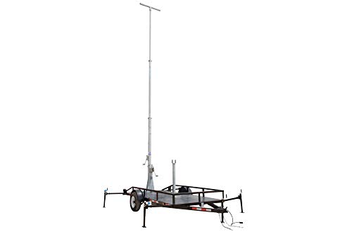 14.5'-65' Six Stage Fold Over Light Mast on Trailer - 120V E-Winch - Antenna - 50 MPH Wind Rating - Galvanized Finish
