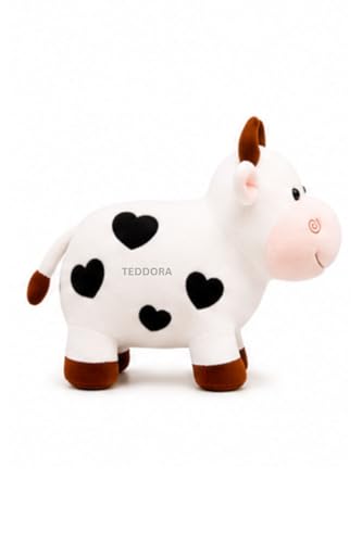 Image of Smiley Cow Soft Toy for Girls Boys Kids,White,Cow Animal Plush Stuffed Baby Teddy Gift Birthday, 25cm