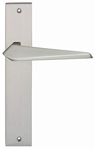 AZERODESIGN - Juego de Manivela MALDIVAS con Placa - 4,8x23,9 cm - Largo Manivelas de 13 cm - Resistente al Desgaste y la Oxidación - Acabado en Efecto Inox - Material de Zamak