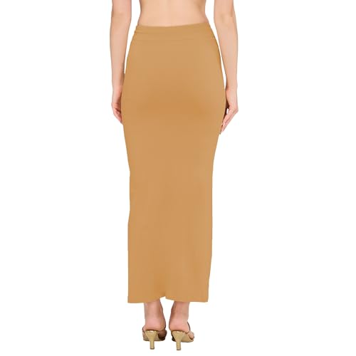 Image of DESI GIRL Cotton Lycra Stretchable Saree Shapewear Petticoat with Drawstring for Women | Fishcut Saree Petticoat with Side Slit for Easy Movement | Saree Shaper | Long inskirt