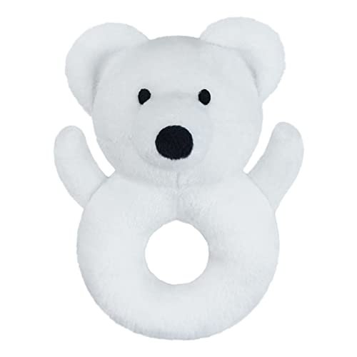 Image of Doindute Baby Polar Bear Soft Rattle Toy, Polar Bear Plush Infant Shaker Rattle Easy-Grasp Stuffed Animal Toy, Gifts for Newborns Babies Toddlers Boys Girls, White, 5 Inches