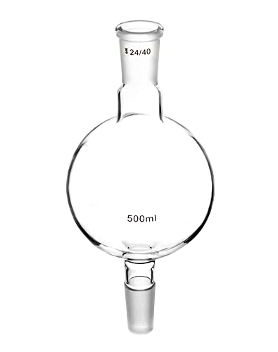 QWORK Lab Distillation Glass Bottle, 500ml 24/40 Chromatography Reservoir Flask, 1 Pack