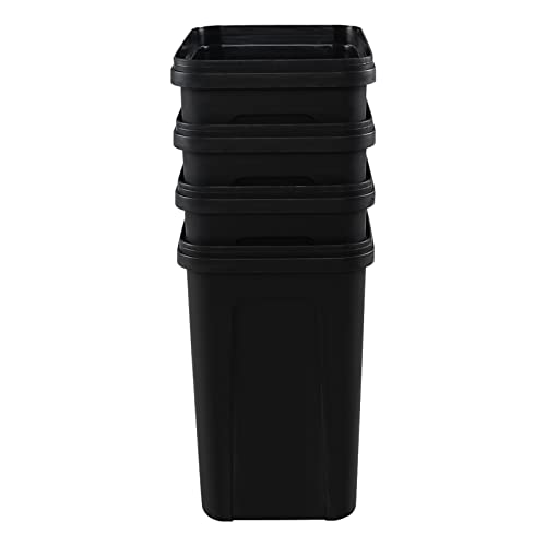 Image of Esdiplot 1.8 Gallon 4 Packs Plastic Small Trash Can Recycling Bin, Black | Slim Wastebasket Garbage Container Bin, Fits Under Desk /Sink