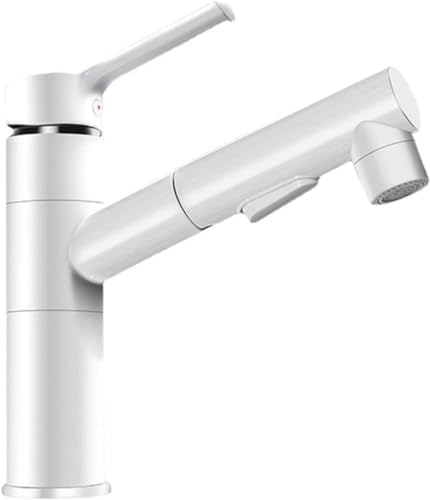 Robinet de lavabo extractible blanc pour nettoyer facilement la vasque