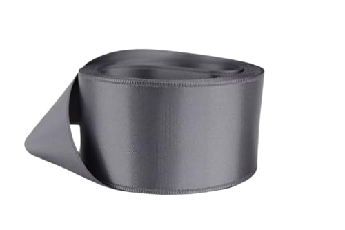Image of Ribbon Bazaar Double Faced Satin - Premium Gloss Finish - 100% Polyester Ribbon for Gift Wrapping, Crafts, Scrapbooking, Hair Bow, Decorating & More - 3 /8 inch Gunmetal Gray 50yd Spool