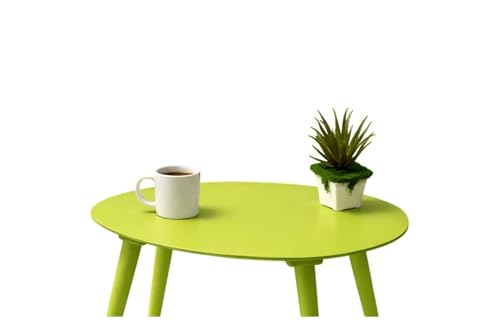 Image of Brown Art SHOPPEE Coffee Table-Oval Wood Coffee Table Storage and Display Sofa Table, Small Modern Table Furniture for Living Room&Home Office (Light Green)
