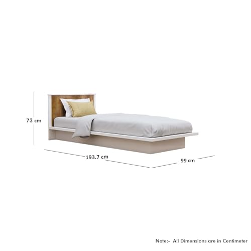 Image of Bniture Modern Low Height Single Size Bed Without Storage | Engineered Wood Platform Beds Headboard | King Size Wooden Cot Double Bed for Bedroom 3 Year Warranty (Frosty White & Giant Wood)