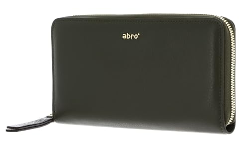 Porte-monnaie cuir ABRO Dalia Oliv Vert foncé long format zip