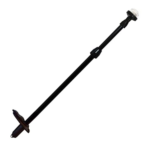 SeaSense 26”-48” Telescoping All-Round Stern Light w/ Base - 2 Nautical Mile Range - Adjustable, Stowable Black EDC Light for Boats, Kayaks, Canoes & Pontoons up to 39 Feet - Meets USCG Requirements