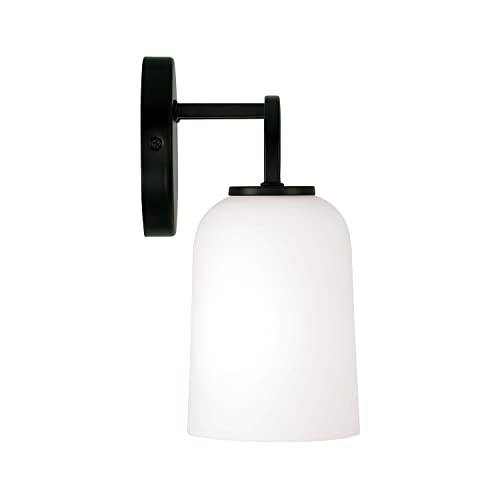 Image of HomePlace Lighting 148831MB-542 Lawson Transitional Soft White Glass Bell Vanity Light for Bathroom, 3-Light 300 Total Watts, 10 inch H x 24 inch W, Black