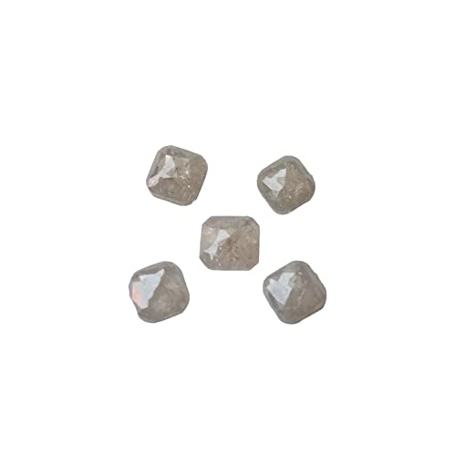 Gems For Jewels Coup de Coussin de Diamant Blanc 3,3-3,6 mm pour Femmes, carré à facettes mousseuses Blanches Naturelles 1PC