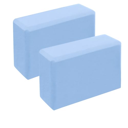 Leikefitness Yoga Blocks 2 Pack,Lightweight-High Density Eva Foam Soft Non-Slip for Yoga, Pilates, Meditation 9"×6"×3" (Blue)