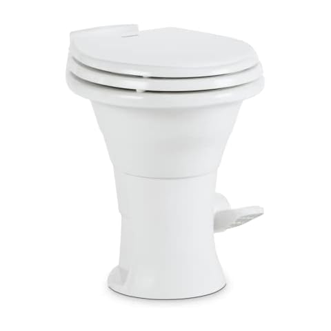 Dometic 310 Standard Toilet - White, Oblong Shape, Lightweight and Efficient with Pressure-Enhanced PowerFlush and Slow Close Seat Cover - Perfect for Modern RVs Cover