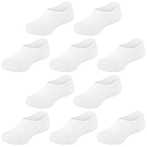 Witwot 10 Pairs No Show Socks for Kids Girls Boys Ankle Socks 9-12 Years White