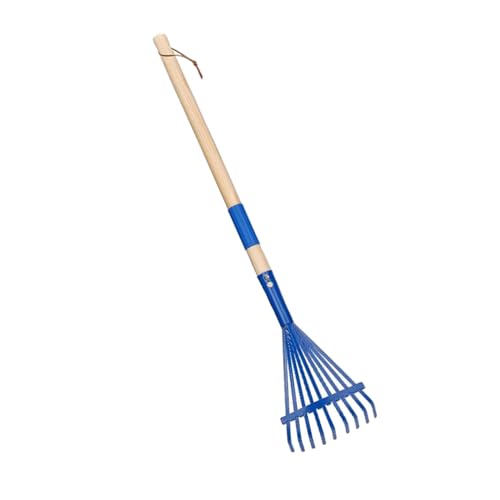 Rastrillo para jardín madera y PP 69 cm azul