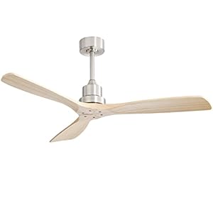 Sofucor 52 Inch Ceiling Fan Without Light Carved Wood Fan Blade Reversible DC Motor Modern Farmhouse Ceiling Fan No Light with Remote 5247BNYM