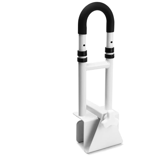 ITSOGOO Asa Bañera para Mayores Acolchada Regulable (Borde Liso ≥9 cm),Asidero Bañera Adultos Seguridad,Capacidad de Carga Hasta 136 kg,Apoyo Asa,Blanco Negro