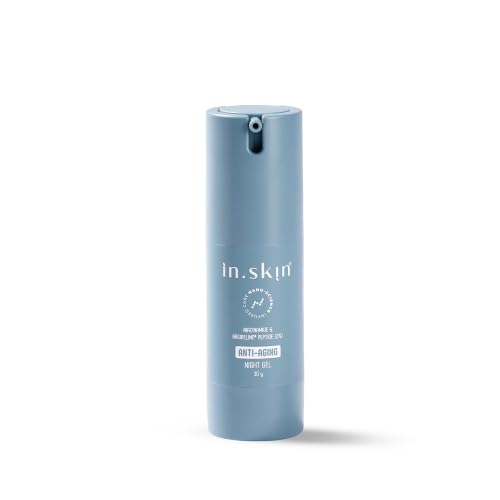 Image of in.skin Anti-Aging Night Gel with 2% Argireline Peptide, 2% Niacinamide & 2% Vitamin C | Overnight Repair Gel for Fine Lines, Glow & Even Skin Tone (30 g)