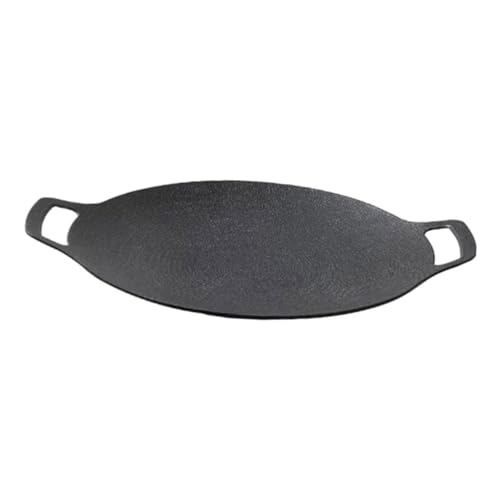 Alipis Plancha Barbacoa de Hierro con Mango Portátil Antiadherente para Camping Jardín y Parrilla Accesorio Bbq Multifuncional para Carne Verduras y Pescado