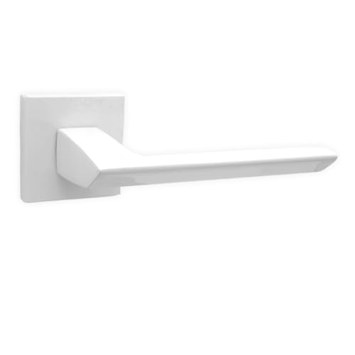 domino Tirador de puerta sin roseta de cerradura, roseta cuadrada, picaporte para puerta de habitación, puerta de oficina, herrajes de puerta de aluminio blanco, juego de manillas ELENA QR SLIM WHITE
