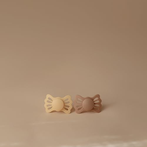 Image of FRIGG Lucky Symmetrical SilkySoft Silicone Baby Pacifier | Made in Denmark | BPA-Free (Pale Daffodil /Silky Satin, 6-18 Months)
