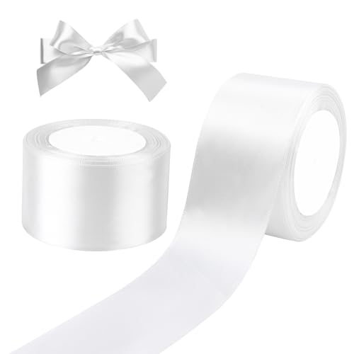 Cinta Blanca Ancha 50mm, 44 Metros Cinta Regalo, Cinta de Satén Blanca