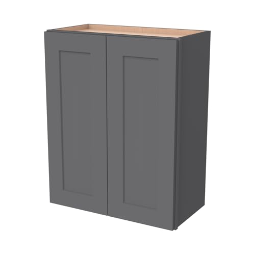 CozyHommie Solid Wood Wall-Mounted Medicine Cabinet, Kitchen Wall - Cabinet, Bathroom Cabinet Wall Mounted with Adjustable Shelves, 2 Doors Wall Calbinet (Pebble Gray, 36" W x 30" H x 12" D)