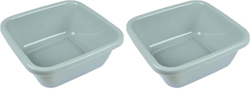 Homéa, Bassine Carrée Plastique 6L 30 x 30 x H12 cm Bleu Givré (Lot de 2)