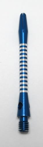 Blue Striped Jailbird Aluminum Dart Shafts - 3 Sets (9 shafts), 2BA Medium (2 inch), O'rings - Multi Rings