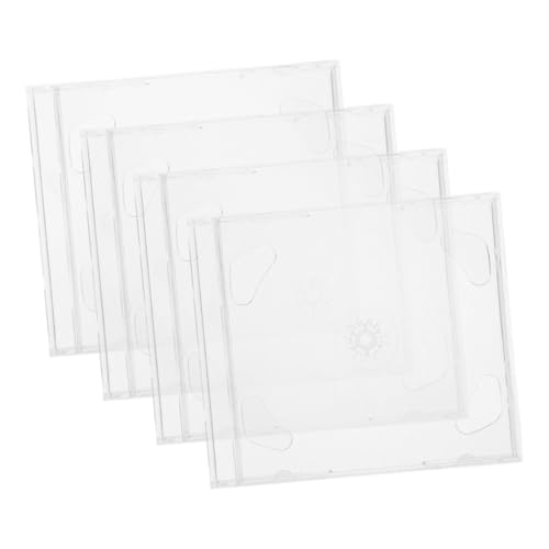 TOPPERFUN 4Pcs Disc Storage Organizer Transparent CD Dvd Case Holder for Easy Access and Protection for Home and Office Use and Design Keeps Your Collection