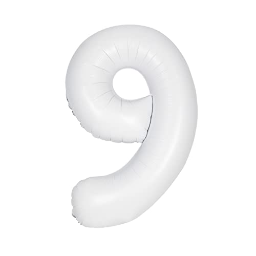 Giant Foil Number 9 Balloon - 86 cm - Matte White