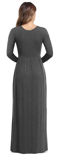Image of VIISHOW Women's Long Sleeve Loose Plain Maxi Dresses Casual Long Dresses with Pockets