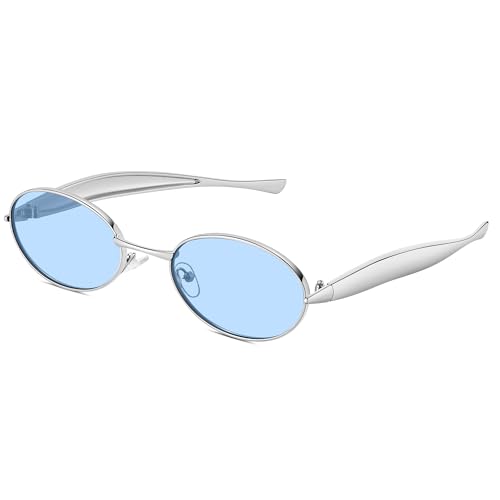 Retro Oval Sunglasses for Women, Gold Metal Sun Glasses Trendy Classic Shades UV400 Protection