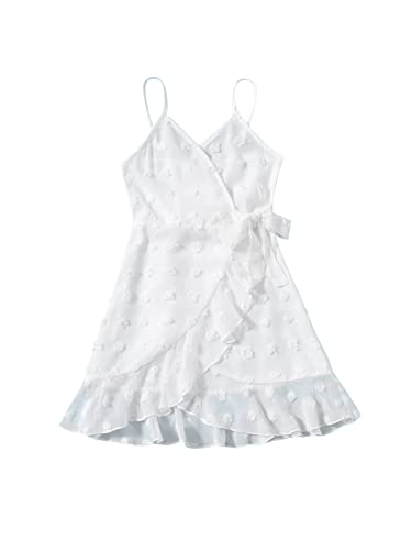 SOLY HUX Girl's V Neck Spaghetti Strap Dress Sleeveless Summer Beach Sundress A-line Mini Dresses