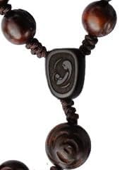 Sine Cera Jujube Wood 5 Decade Catholic Rosary, Laser Engraved Centerpiece, Smooth 10/12mm Rose Carved Beads - Image 3