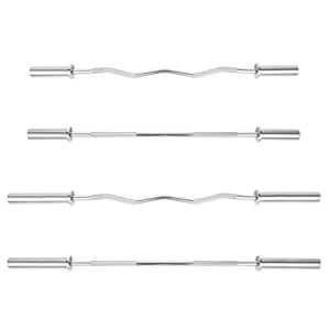 Phoenix Fitness 2” Olympic Barbell Bar or EZ Curl Bar – 4ft/5ft Non-Slip Weight Lifting Bar for Strength Training Workout at Home & Gym – 2-inch Straight or Curved Bar: 4ft or 5ft