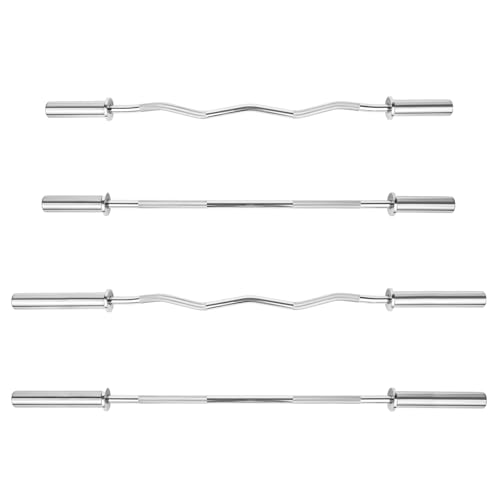 Phoenix Fitness 2” Olympic Barbell Bar or EZ Curl Bar - 4ft/5ft Non-Slip Weight Lifting Bar for Strength Training Workout at Home & Gym - 2-inch Straight or Curved Bar: 4ft or 5ft