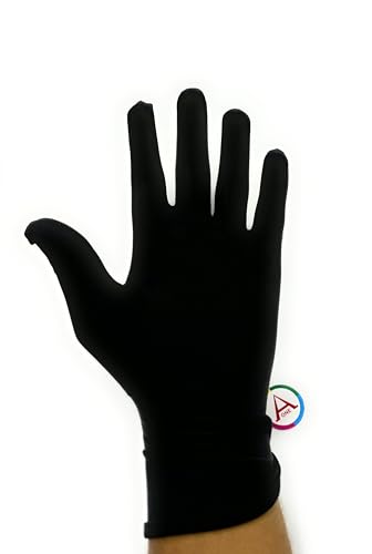 Aone Premium Microfiber Lint Free Black Hand Gloves 1 Pair Anti-Smear/Anti-Fingerprint for Quality Check/Scratch-free Handling for Jewellery/Diamond/Gemstone, Watch Boutique, Sun & Dust Protection