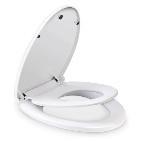 CROWNSHOP Family Toilet Seat Soft Adjustable Soft Close Toilet Seat Potty Training with 360 Degree Adjustable Hinges for Toddlers Adults