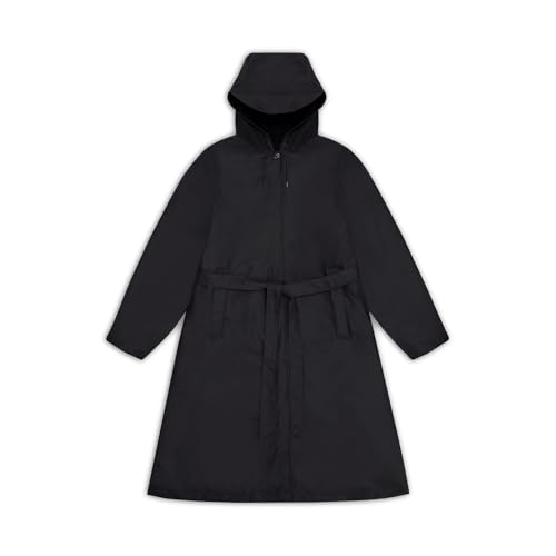 Image of RAINS A-Line Longer Jacket – Black Water-Resistant Windproof Lightweight Breathable PU-Coated Shell Raincoat for Men & Women – 2 Year Warranty