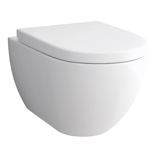Alpenberger Hänge WC Spülrandlos Toilette | Keramik Wand WC Toilettendeckel mit Absenkautomatik |...