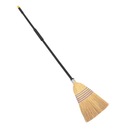 SEWOART Scopa da Giardino in Paglia Naturale con Manico Estensibile Sezioni Spazzola Resistente per Pulizia Garage e Magazzino Uso e