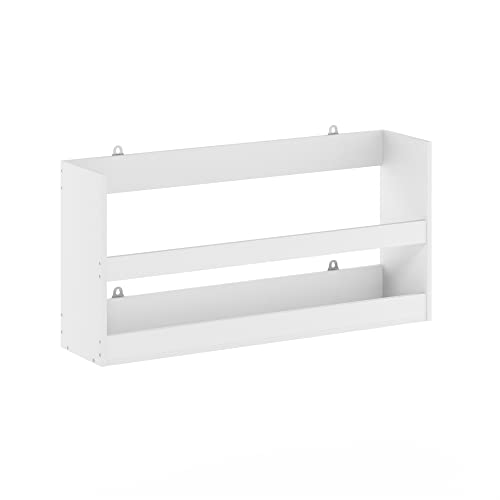 Image of Furinno Hermite Rectangular Floating Shelves for Wall, Plain White | Wall Shelf with Guard Rail, Floating Shelf, Wall Mounted Shelves, for Bathroom, Bedroom, Living Room, Home Office