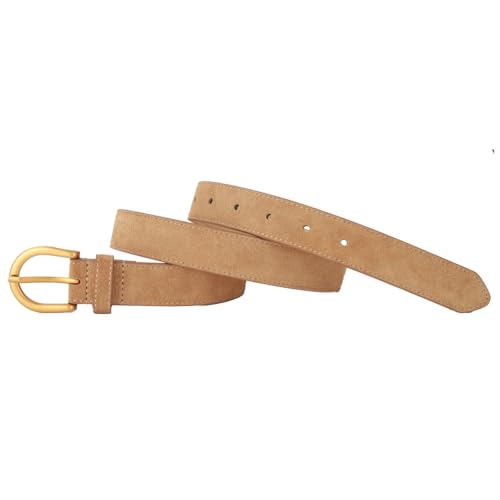 Women's Suede Belt for Jeans Dresses Pants Fashion Ladies Genuine Leather Belt with Gold Buckle4
