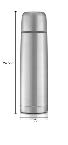 Foto von reer Edelstahl Isolier-Flasche PURE, 450 ml – klein, handlich, ideal fürs Baby, mit integriertem Becher, silber (1er Pack)