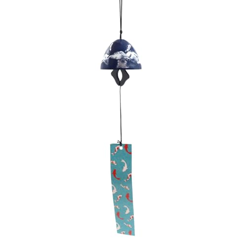 Gurtt Carillon à Vent en Fonte Bleue - Cloche Porte-Bonheur pour gouttière de la Ferme Temple Garden