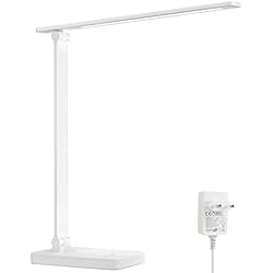 Lamparas De Mesa Oficina Lepro Lámpara Escritorio, Lámpara de Mesa LED, Flexo 655LM 3 Color y 5 Nivel de Brillo Regulable, Luz Cuidado de Ojos para Cama, Oficina, Leer, Estudiar, Relajamiento, Blanco