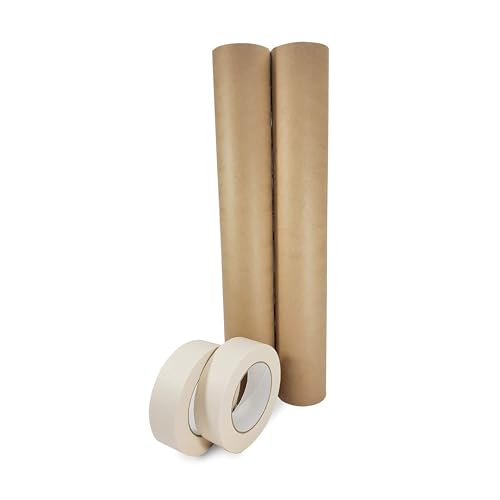 IDL Packaging 18" x 60 Yards Brown Masking Paper Set with Tape (2 Rolls)