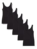 Iris & Lilly Damen Baumwoll-Tanktop, 5er-Pack, Schwarz, 40