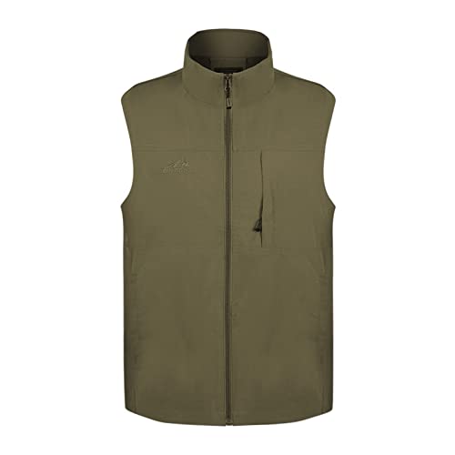Ymosrh Men's Vests Outerwear Lightweight Outdoor Casual Zipper Stand Collar Padded Vest Coats Sleeveless Jacket Vest3
